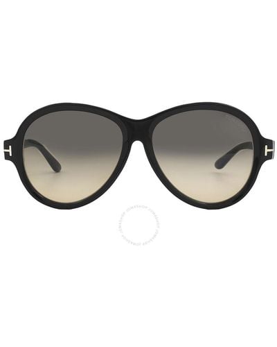 Tom Ford Camryn Smoke Gradient Oval Sunglasses Ft1033 01b 59 - Black