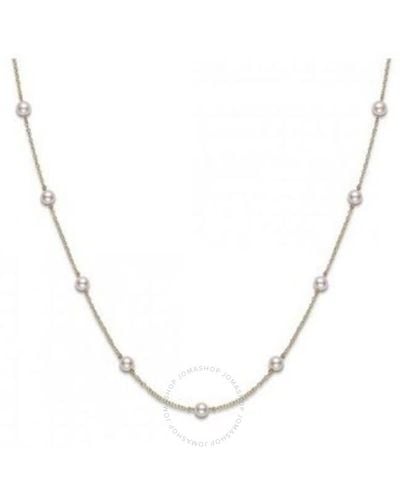 Mikimoto Akoya Pearl Station Necklace With 18k Yellow Gold 18'' 5.5mm A+ - Metallic