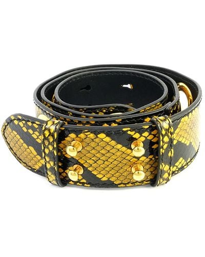 Burberry Amber Yellow Croco-embsed Leather Bag Strap - Black