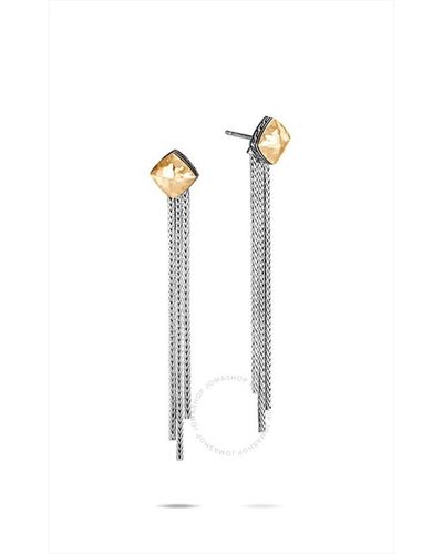 John Hardy Classic Chain Hammered 18k Gold & Silver Cluster Tassel Earrings - White