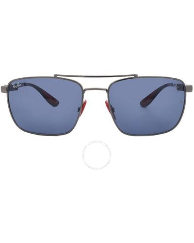 Ray-Ban Scuderia Ferrari Dark Navigator Sunglasses Rb3715m F08580 58 - Blue