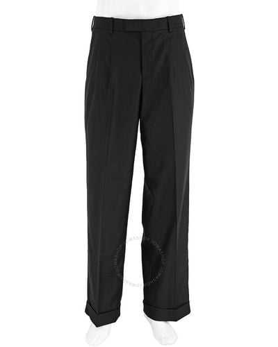 Burberry Wool Mohair Wide-leg Tailored Trousers - Black