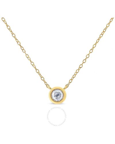 Haus of Brilliance 14k Yellow Gold Plated .925 Sterling Silver 1/2 Cttw Diamond Bezel 18'' Pendant Necklace - Metallic