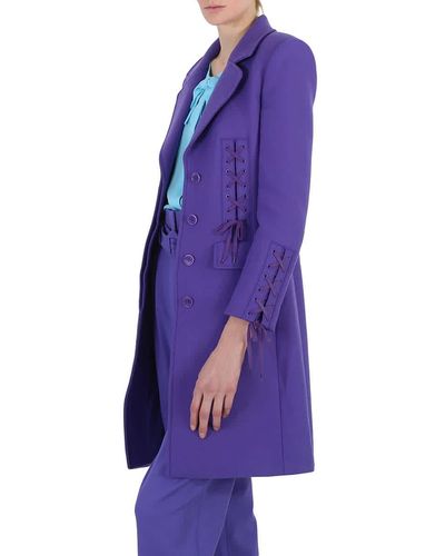 Moschino Long Single-breasted Coat - Purple