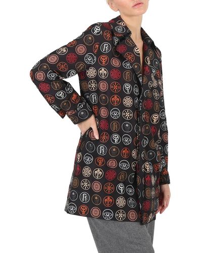 Roberto Cavalli Coin-print Belted Trench Jacket - Black