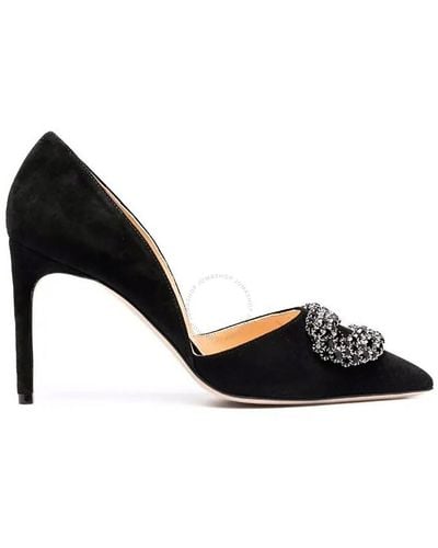 Giannico Daphne 90 Suede Court Shoes - Black