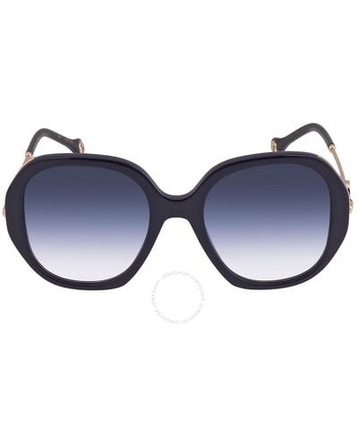 Carolina Herrera Violet Shaded Rectangular Sunglasses Ch 0019/s 0pjp/dg 54 - Blue