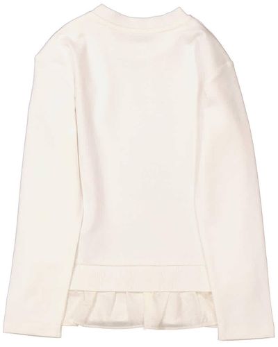 Moncler Girls Ruffle-trim Logo Patch Long-sleeve T-shirt - White