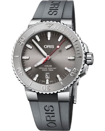 Oris Aquis Automatic Gray Dial Rubber Watch 01 733 7730 4153-07 4 24 63eb