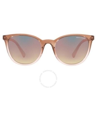 Armani Exchange Gray Mirror Rose Gold Oval Sunglasses Ax4077sf 82574z 56 - Brown