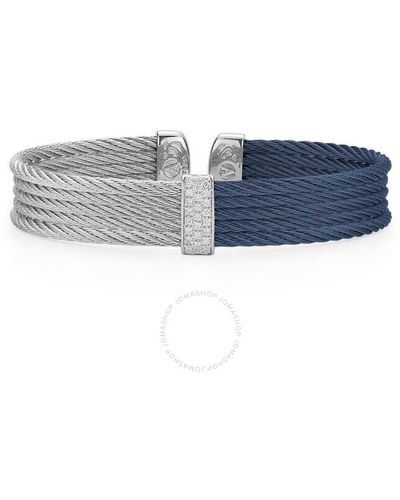 Alor Blueberry & Grey Cable Mini Cuff With 18kt White Gold & Diamonds