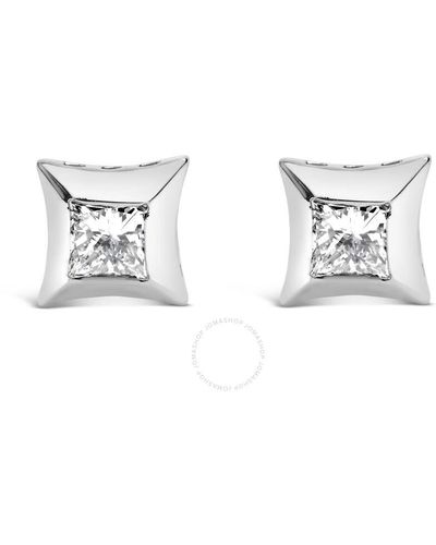 Haus of Brilliance 10k Gold 1/2 Cttw Invisible Set Princess-cut Diamond Stud Earrings - Metallic