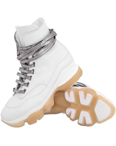 Giannico Kylie White Calf Python Detail Sneakers