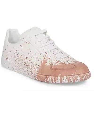 Maison Margiela White / Coquille Replica Paint Low-top Trainers - Pink
