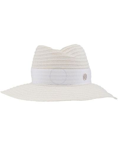 Maison Michel Virginie Straw Fedora Hat - White