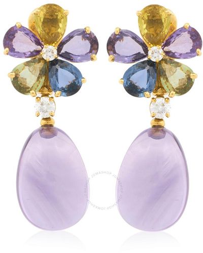 BVLGARI Sapphire Floral 18k Earrings - Purple