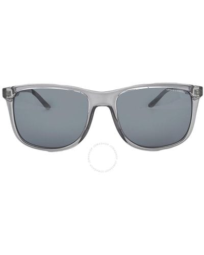 Armani Exchange Light Gray Mirror Black Rectangular Sunglasses Ax4070s 82396g 57