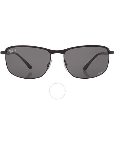 Ray-Ban Chromance Polarized Dark Grey Rectangular Sunglasses Rb3671ch 186/k8 60