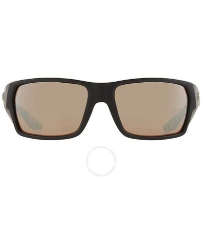 Costa Del Mar Tailfin Copper Silver Mirror Polarized Glass Rectangular Sunglasses 6s9113 911304 57 - Brown