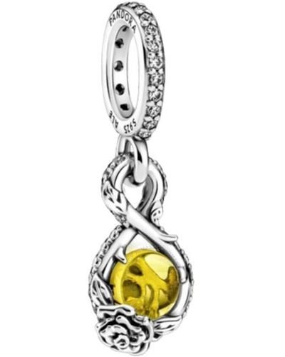 PANDORA Disney Belle Infinity And Rose Flower Sterling Silver Charm - Metallic
