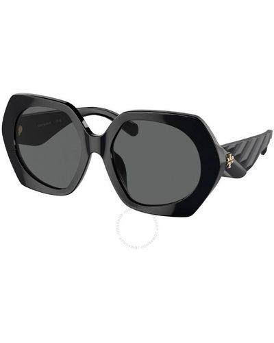 Tory Burch Kira Oversized Geometric Sunglasses - Black