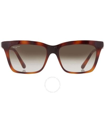 Ferragamo Gray Gradient Rectangular Sunglasses Sf1027s 214 55 - Brown