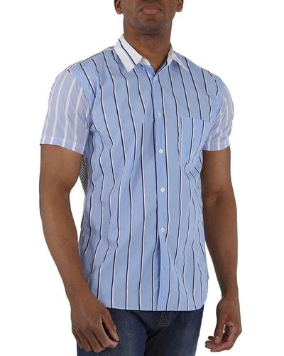Comme des Garçons Multicolour Short Sleeve Mixed Stripe Shirt - Blue