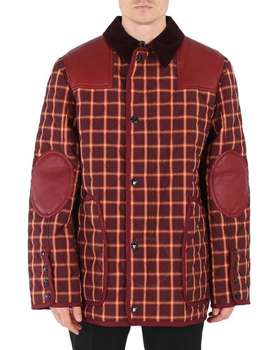 Burberry Burgundy Check Reversible Quilted Jacket - Red
