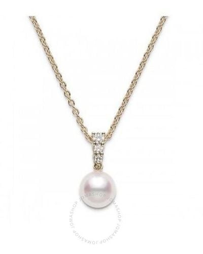 Mikimoto Morning Dew 8mm Akoya Pearl & Diamond Pendant Necklace - Metallic