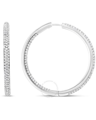 Haus of Brilliance 18k White Gold 2.00 Cttw Round-cut Diamond Inner-outer Hoop Earrings - Metallic