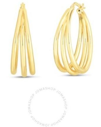 Roberto Coin 18k Designer Gold Graduated Thin Triple Hoop Earrings - Metallic