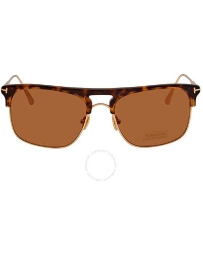 Tom Ford Lee Rectangular Sunglasses Ft0830 52e - Brown