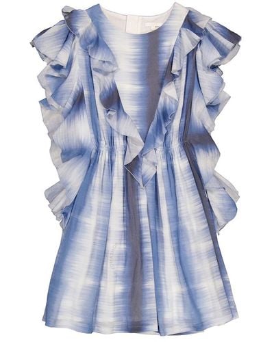 Chloé Girls Blue White Abstract Printed Ruffled Dress