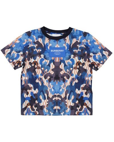 Burberry Boys Canvas Camouflage-print Cotton T-shirt - Blue