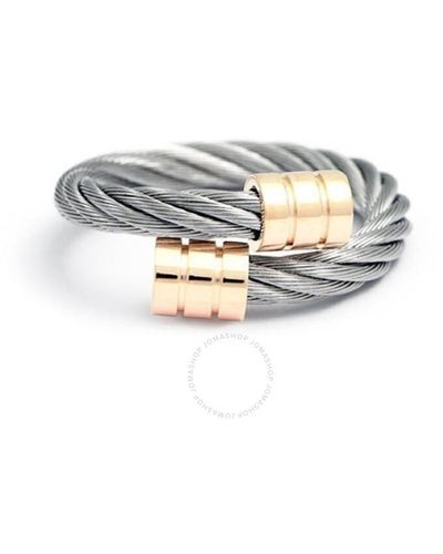 Charriol Nail Tainle Teel Cable Celtic Ring - White
