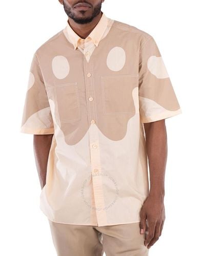 Burberry Pastel Peach Abstract Print Cotton Shirt - Pink
