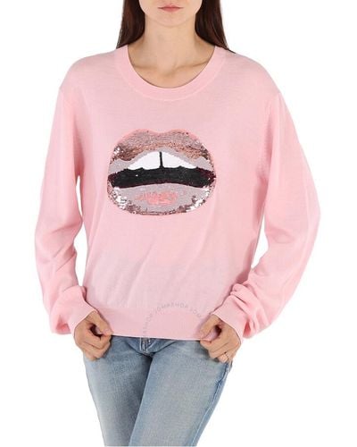 Markus Lupfer Sequin Lips Sweater - Pink