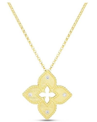 Roberto Coin 18k Yellow Gold Petite Venetian Princess Satin Flower Pendant With Diamond Accent - Metallic