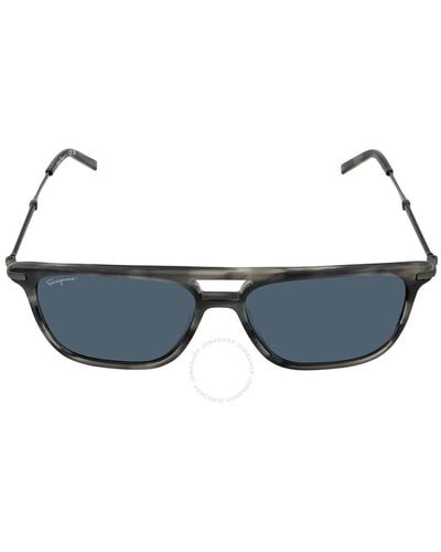 Ferragamo Browline Sunglasses Sf966s 003 57 - Blue