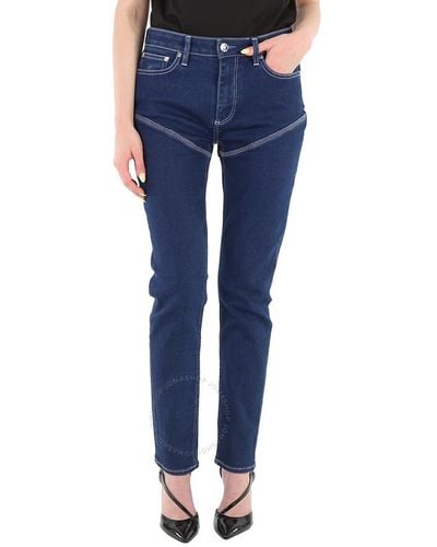 Burberry Dark Felicity Contrast-stitch Skinny Denim Jeans - Blue