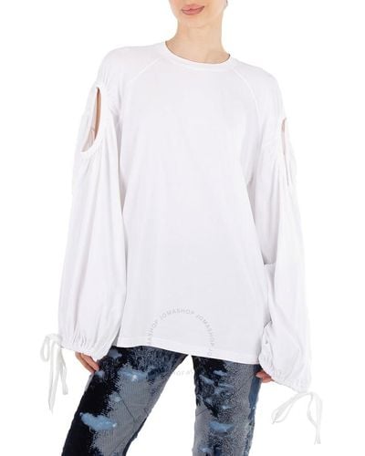 Burberry Cut-out Sleeve Oversized Top - White