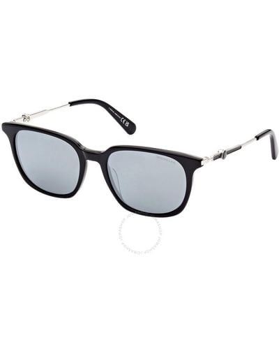 Moncler Polarized Smoke Square Sunglasses Ml0225-f 01d 55 - Metallic