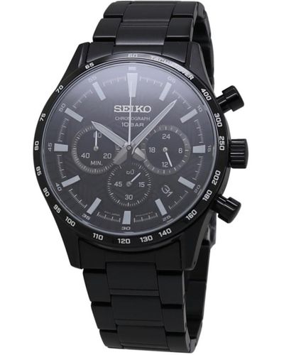 Seiko Chronograph Quartz Dial Watch - Black