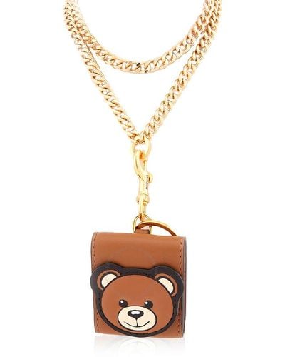 Moschino Leather Teddy Bear Keychain Pouch - Brown