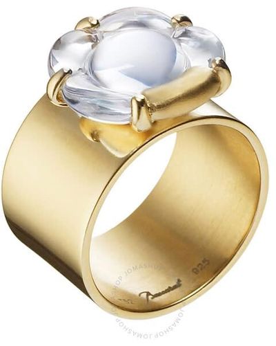 Baccarat 's B Flower Vermeil Clear Crystal Ring 280370 - Metallic