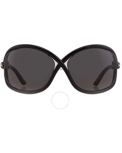 Tom Ford Bettina Smoke Butterfly Sunglasses Ft1068 01a 68 - Black