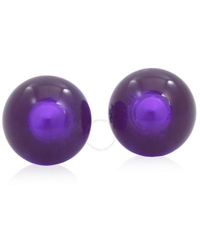 Tory Burch Tory Silver/purple Resin Logo Earrings
