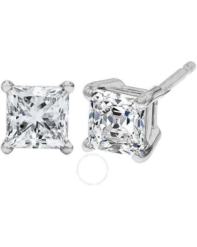 Haus of Brilliance 14k Gold 1/2 Cttw Princess Cut Lab Grown Diamond Solitaire Stud Earrings - Metallic