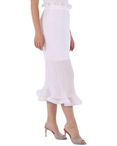 Burberry Plisse Ruffle Detail Skirt - White