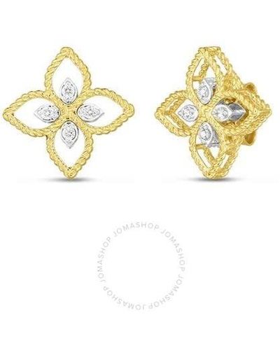 Roberto Coin 18k Principessa Open Flower Diamond Stud Earring - Metallic